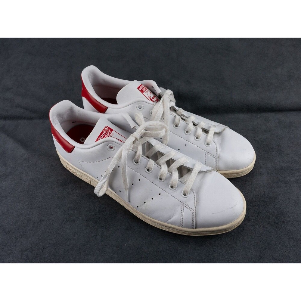 Adidas Stan Smith Sneakers Mens 13 White Leather Smile Heel Scarlett Tennis Shoe